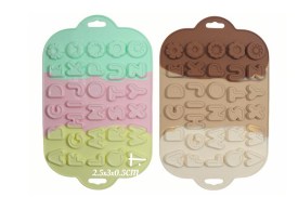 Molde silicona tricolor letras y flores 